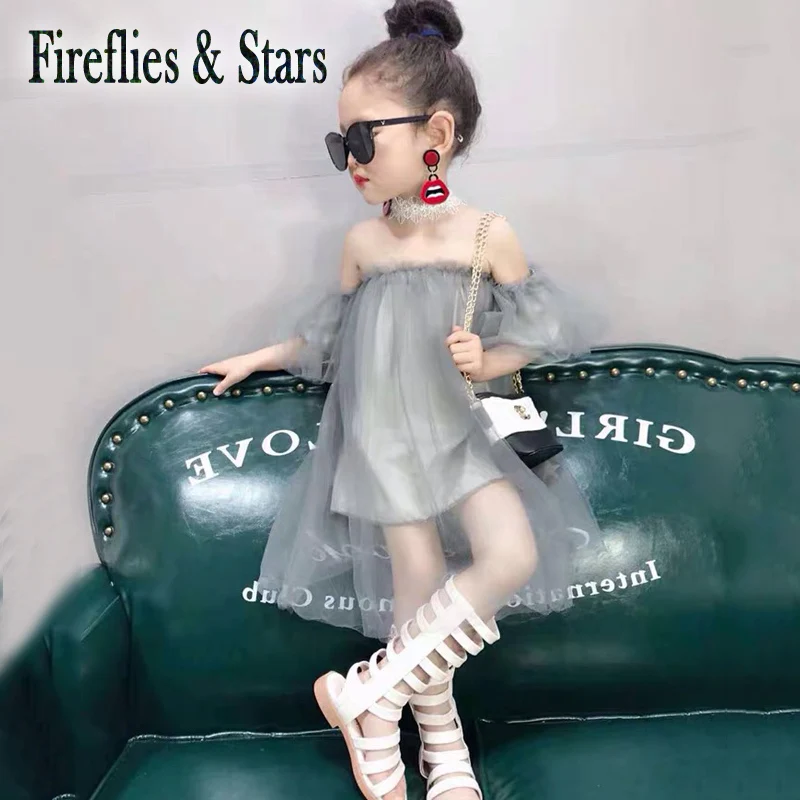 Летнее платье-пачка для девочек детское Сетчатое платье детские платья детская