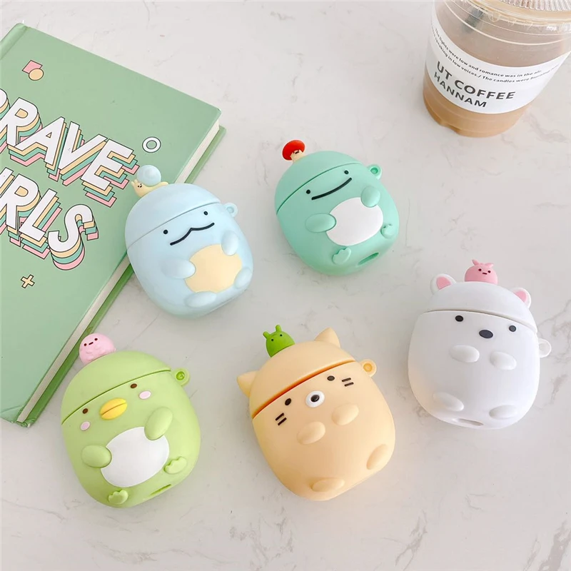 

3D Симпатичный мультяшный Sumikko Gurashi Беспроводная Bluetooth-гарнитура Защитный чехол силиконовый чехол для Apple AirPods 1/2 поколения