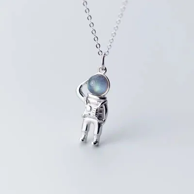 

YPAY hot sale new 925 sterling silver cute astronaut creative design necklace sweet temperament simple romantic jewelry