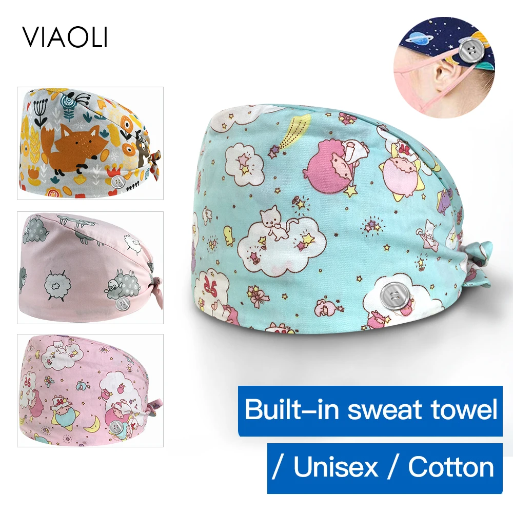 

wholesale Unisex scrubs hats Little girl printing pet shop hat Cappello per sala operatoria scrub caps lab work hat Pet shop cap