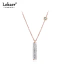 Классическое ожерелье Lokaer N18053 для женщин, цилиндрические Чокеры геометрической формы из нержавеющей стали с кубическим цирконием, свадебное ожерелье
