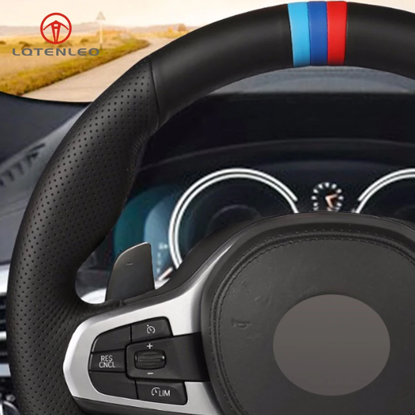 Черный чехол на руль LQTENLEO из натуральной кожи для BMW M Sport G30 G31 G32 G20 G21 G12 G14 G15 G16 X3 G01 X4