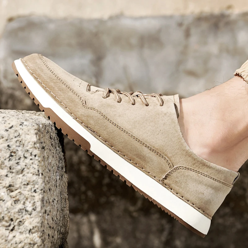 

Popular 2021 Casual Adult Shoes Natural Leather Youth Fashion Men Shoes Designer Casual Lace Up Sneakers Non-Slip Walking Shoe