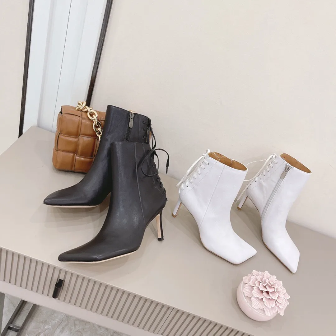 

Женские ботинки на молнии с квадратным носком, большие размеры, однотонные полусапожки из натуральной кожи, дизайнерская обувь