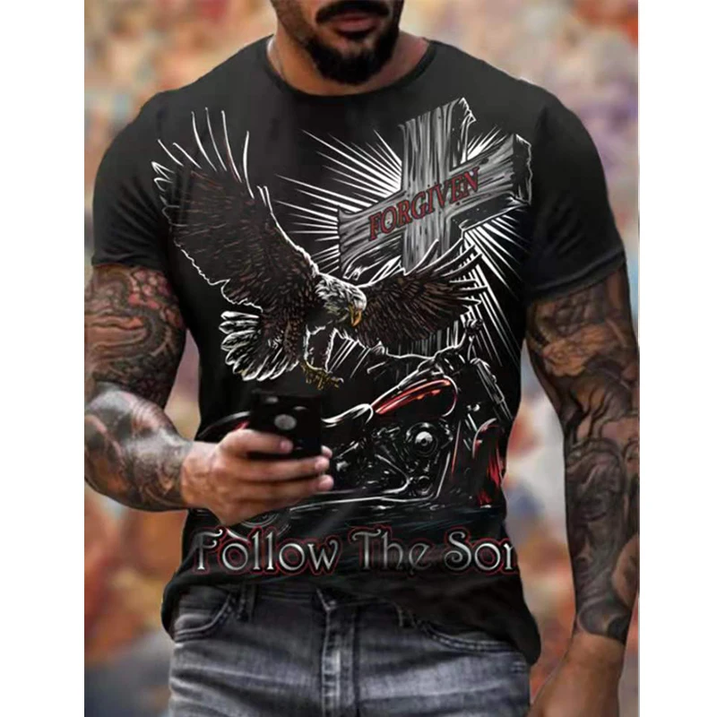 

Summer Men's T-Shirt 3D Car Highway Motorcycle Biker Hip Hop Tshirt Tee Top Oversized T Shirt For Men Vintage Clothes Streetwear