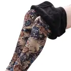 Женская Осенняя обувь Лидер продаж плюс бархат эластичный пояс высокой печати толстый карандаш брюки для девочек женские зимние Bodycon Стретч Теплый пуховик и штаны