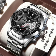 Reloj de pulsera deportivo de cuarzo para hombre, cronógrafo informal de lujo, de acero completo, resistente al agua, 2022
