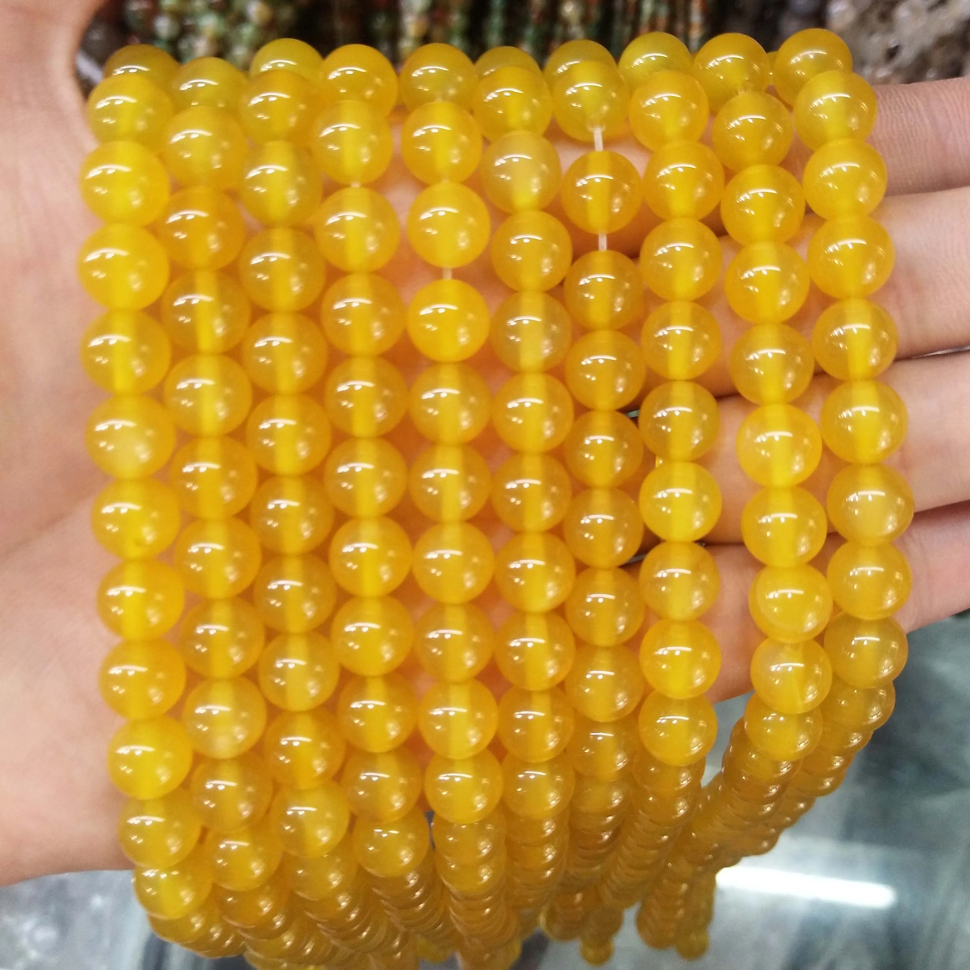 Yellow agate Натуральный камень агат Стекло круглый незакрепленный камень бусины для самостоятельного изготовления ювелирных изделий браслет материал ожерелья 4681012 мм - Цвет: Yellow agate