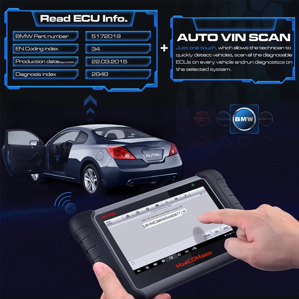 2021 Autel MK808BT Wi Fi автомобильный диагностический инструмент OBD2 сканер Все системы