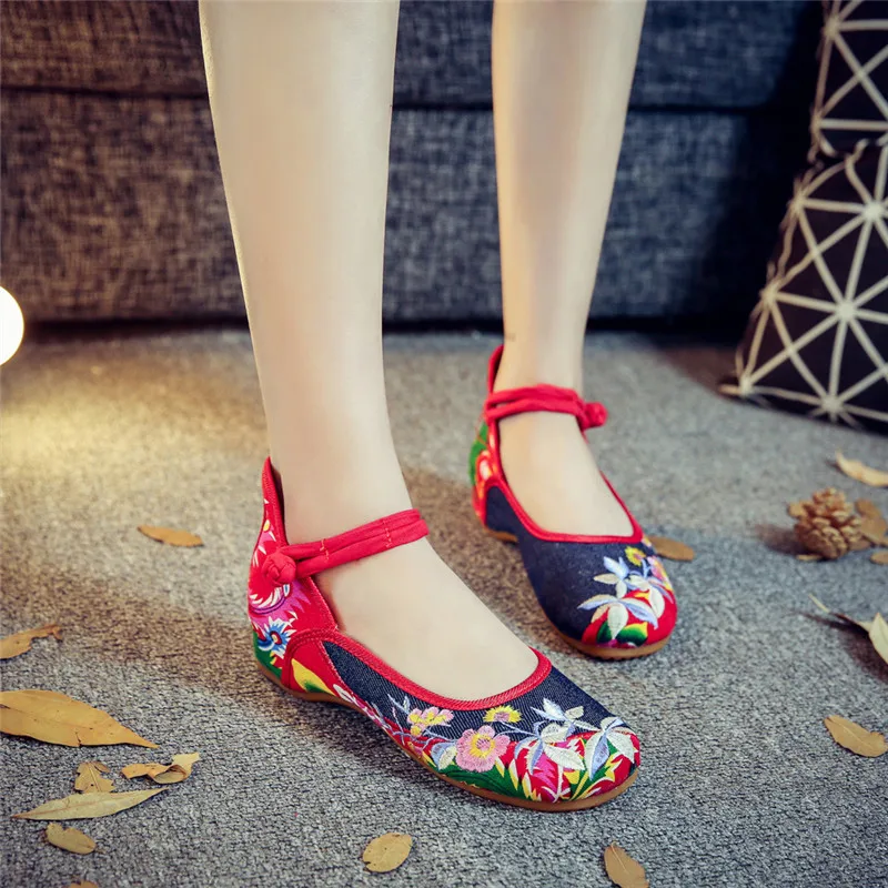 Винтажная женская обувь ручной работы в стиле Старый Пекин Туфли Мэри Джейн на