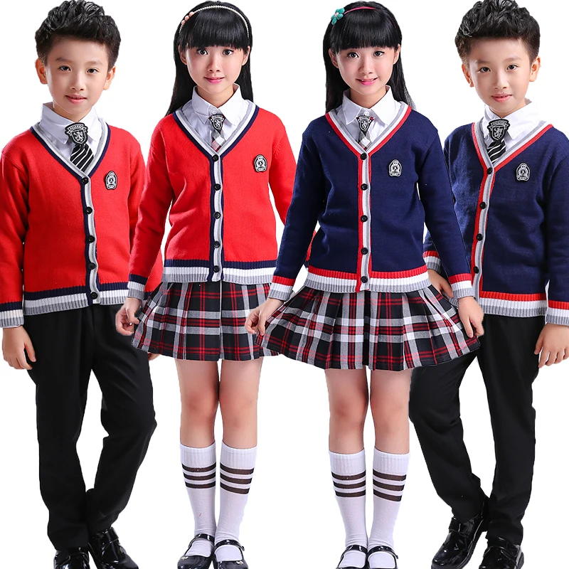 Новинка осенние детские костюмы школьная форма для мальчиков и девочек свитер
