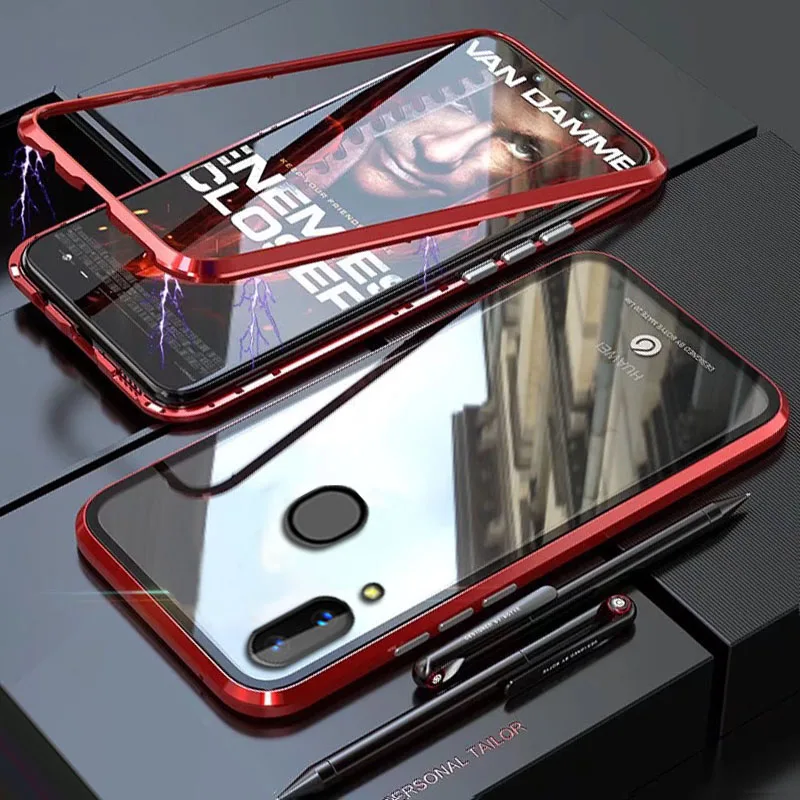 Чехол YonLinTan Coque для samsung galaxy A40 S A40S Металлическая магнитная рамка адсорбционные чехлы из закаленного стекла