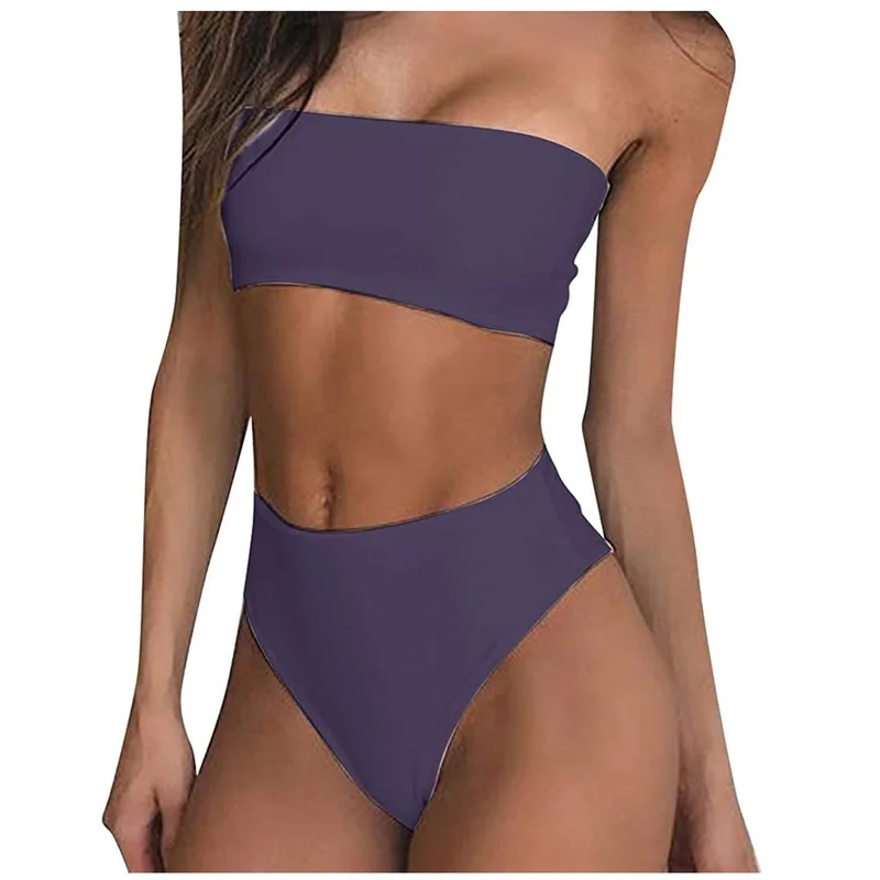 

ICCLEK 2021 Bikini Split Swimsuit, Pure Color, Breast Waddle for Ladies Bikini 2021 Bathing Suits Woman 2021