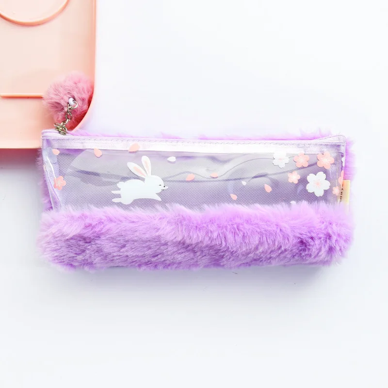 Милые розовые плюшевые кавайный чехол для карандаша детей обувь девочек