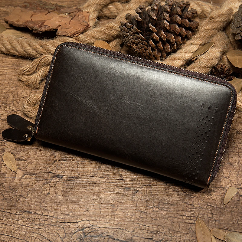 Роскошный модный мужской кошелек из натуральной кожи тонкий длинный клатч с