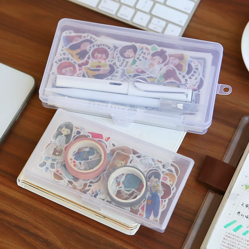 1 PC Stationery Stickers Plastic Storage Box Organizer Container Art Tool Case for Craft Desktop | Канцтовары для офиса и дома