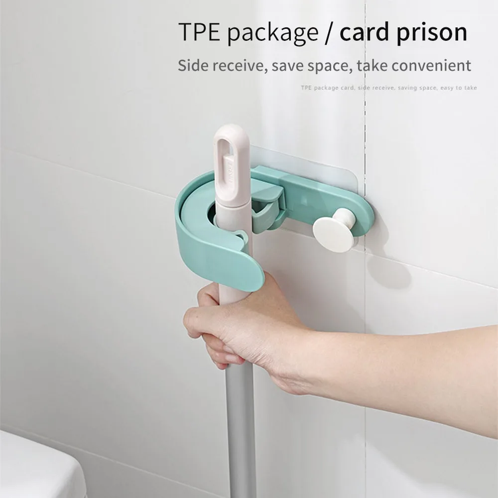 Новая настенная стойка для хранения швабры и метлы Полка полотенец в горошек