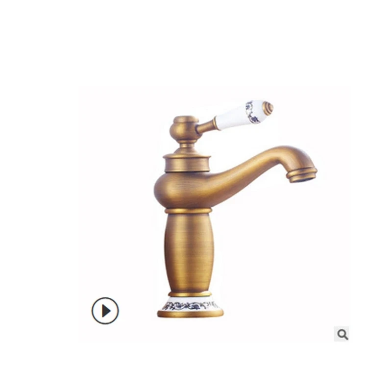 Европейский стиль антикварный смеситель для раковины все медные горшки и краны