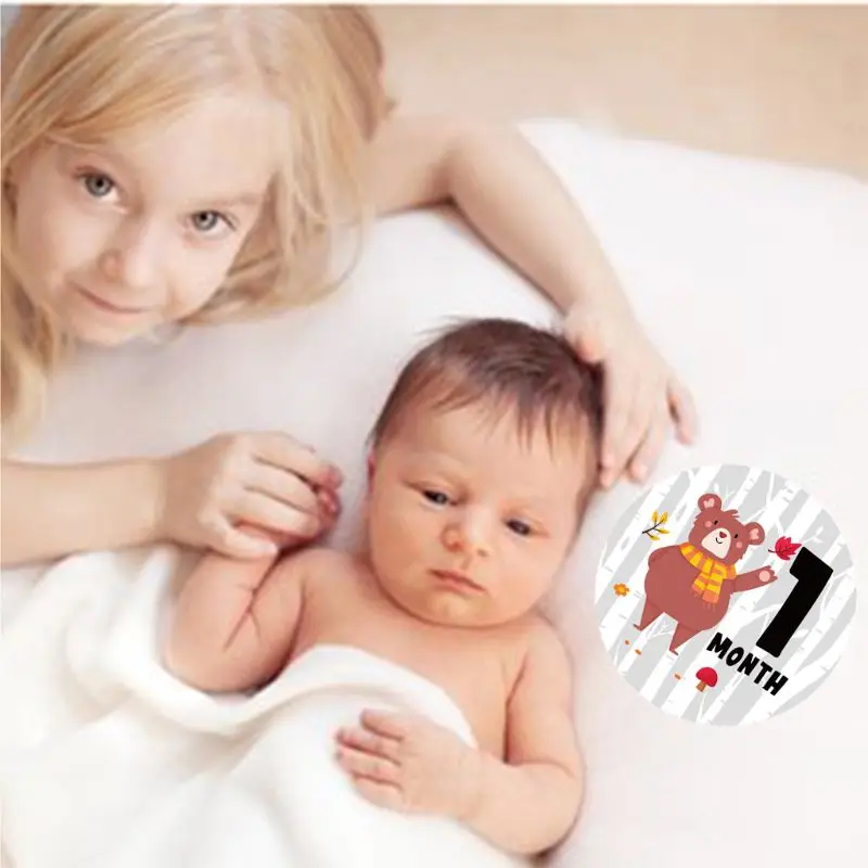 

Baby Pregnant Women Monthly Photograph Sticker Fun Month 1-12 Milestone Stickers