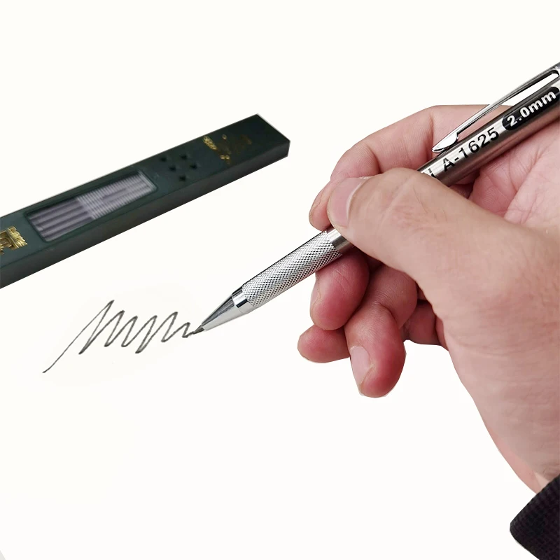 Металлический механический карандаш 2 0 мм Серебряный Автоматический с 2B HB