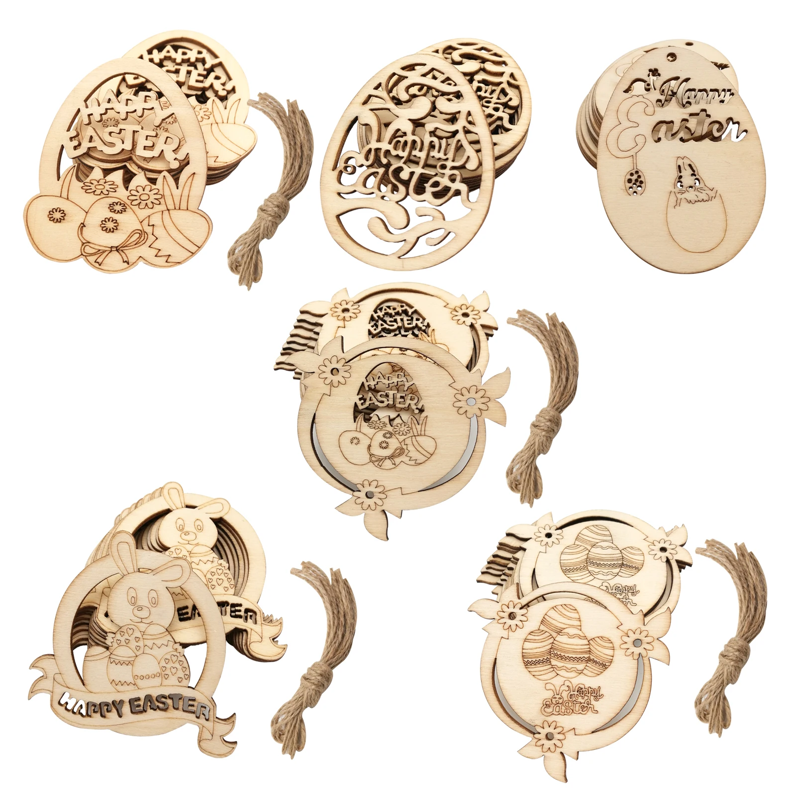 

10 шт., деревянные подвески в виде яйца, кролика