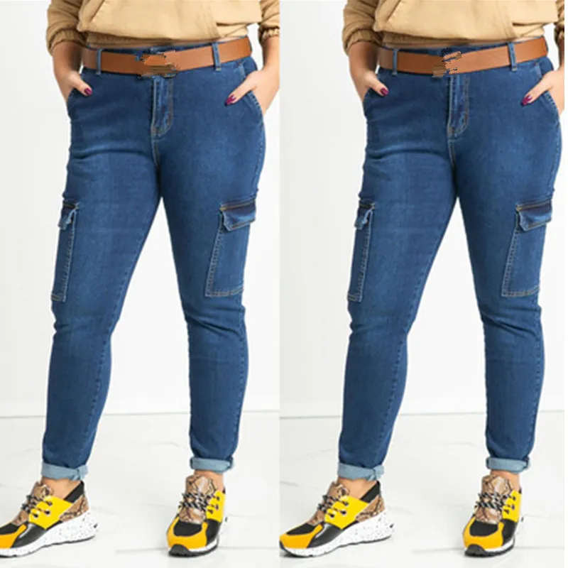 

Размера плюс новые модные женские джинсы с высокой талией, обтягивающие брюки для девочек повседневные джинсы джинсовые штаны для женщин б...