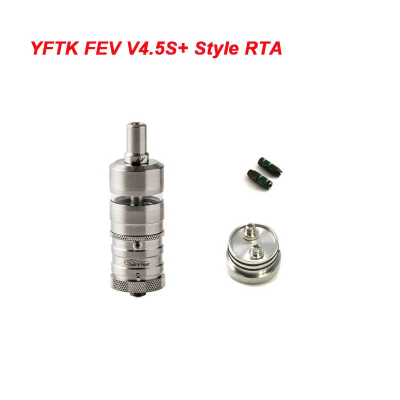 

YFTK Flash e-Vapor V4.5S+ Style RTA Rebuildable Tank Vape Atomizer - Silver, 316 Stainless Steel + Glass, 4.5ml, 23mm Diameter