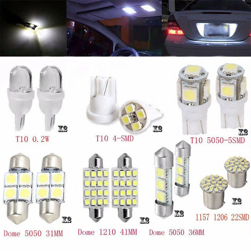 

14pcs Set T10 31&41mm LED White 12V 6000K Brake Universal Car Interior light Accessory Dome Lamp Bulbs New Pratical