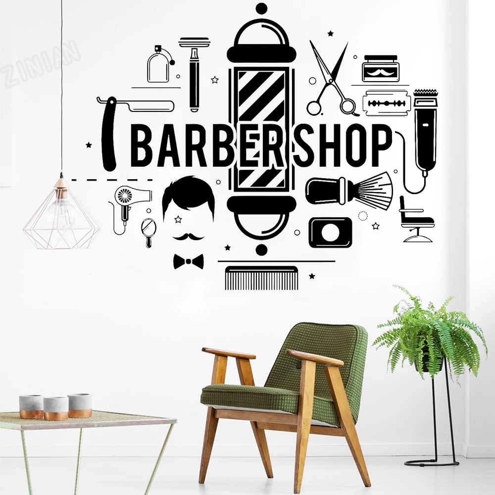 

Hair Salon Wall Stickers Stylist Vinyl Wall Decal Decor Barbershop Barber Window Sticker Room Decoratiom Self-adhesive Y135