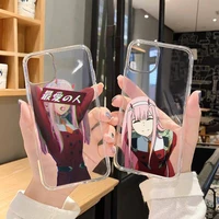 zero two the franxx sexy girl phone case for iphone 12 11 8 7 6s 6 5 5s 5c se plus mini x xs xr pro max transparent soft