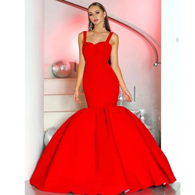 

Женское вечернее платье с юбкой-годе, длинное красное платье на тонких бретельках, вечернее платье с юбкой-годе, индивидуальный пошив