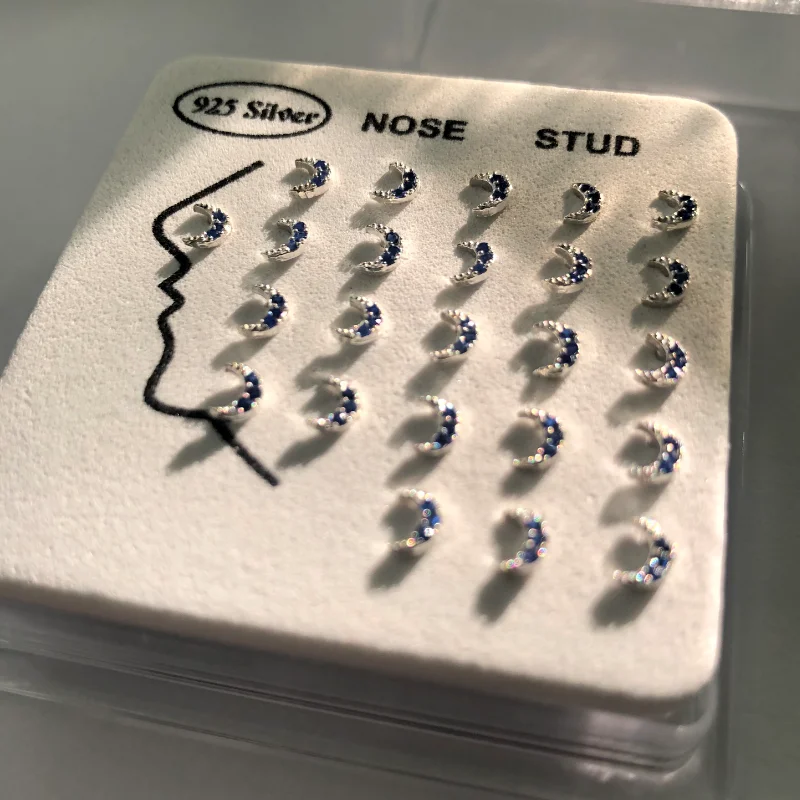 24 шт./компл. пирсинг носа с маленькими лунами и прозрачными фианитами ювелирное