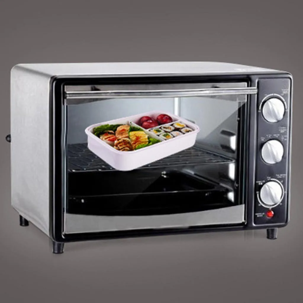 Ланч бокс портативный 1400 мл детский Бенто с 3 отделениями и столовыми приборами