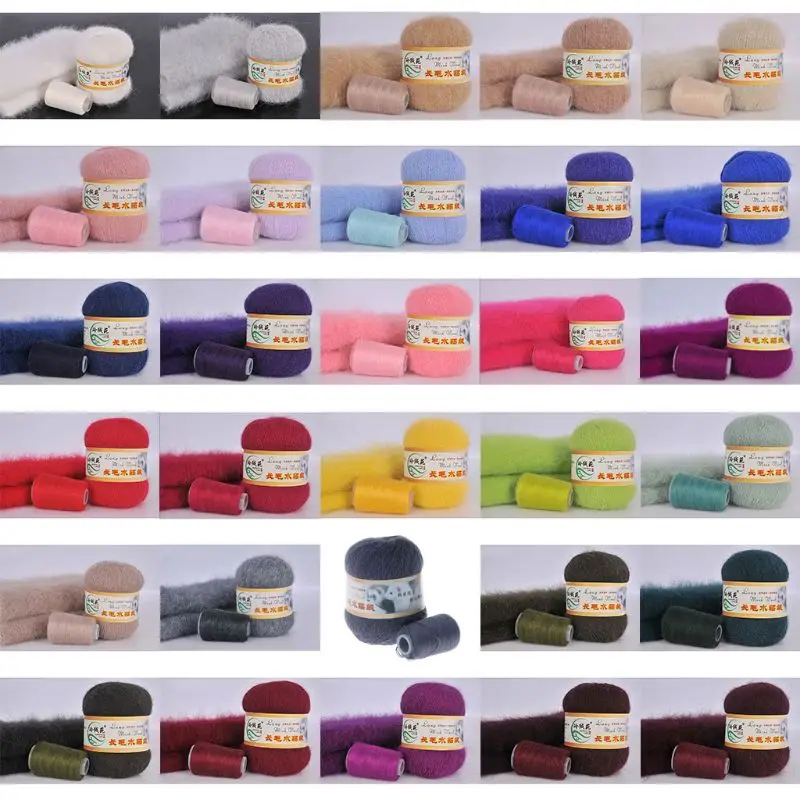 

50 grams per High-quality soft mink wool hand-knitted luxury long-wool cashmere Crochet knitted yarn for autumn and winter 30
