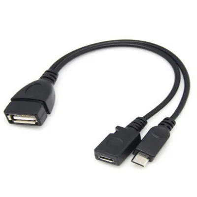 50 шт./лот 2 в 1 OTG Micro USB хост Мощность Y сплиттер адаптер к 5 Pin Мужской Женский кабель