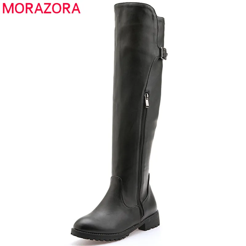 MEMUNIA/женские высокие сапоги до бедра Однотонные Сезон осень-зима Модная