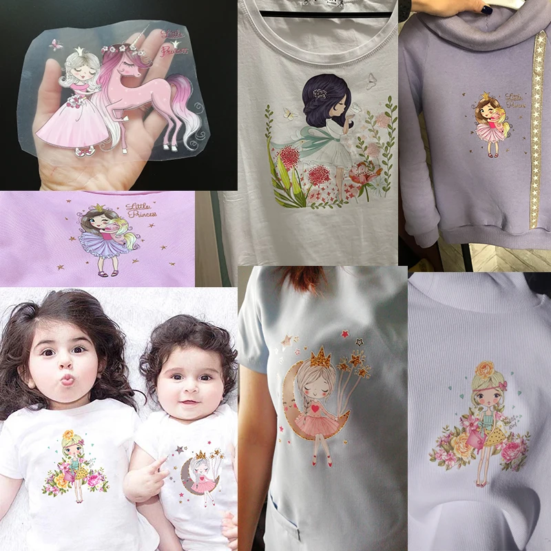 Cartoon Cat Unicorn Applique Iron-On Transfers For Clothing Vinyl Heat Transfer Ironing Stickers DIY Thermal Patches On Clothes | Дом и сад