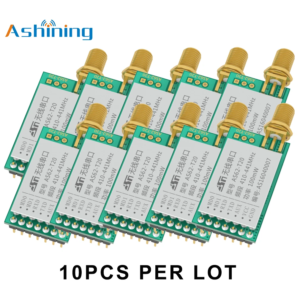 10pcs 433mhz 100mW LoRa Sx1278 AS62-T20 Wireless Long Range Transmitter Receiver RF Module FEC