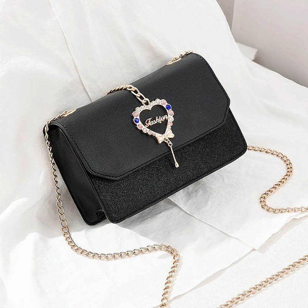 

Diamond Heart Shape Shoulder Bags For Women Fashion PU Leather Girls Lady's Crossbody Bags Female Purses And Handbags