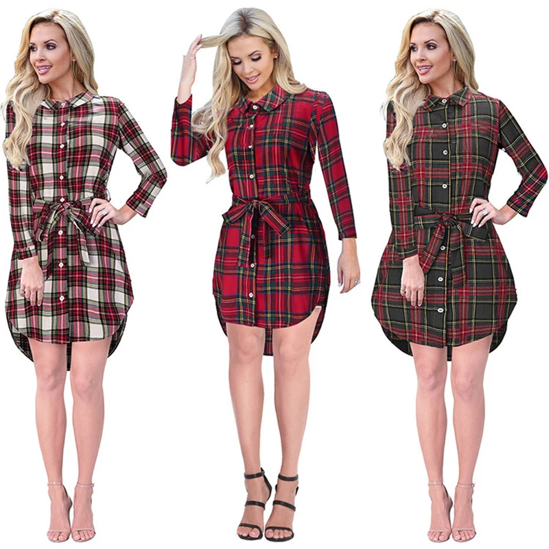 

Винтажная клетчатая длинная рубашка, Женская Осенняя хлопковая рубашка с длинным рукавом, красные и черные рубашки, модная уличная одежда в...