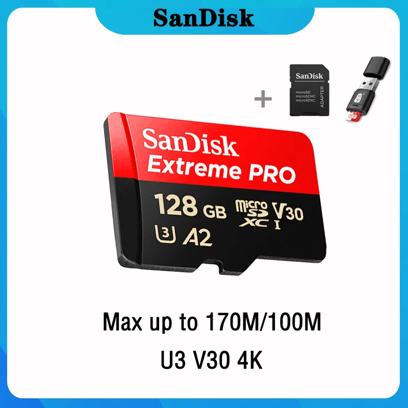 SanDisk Extreme Pro Micro SD карта 128 ГБ 32 64 Гб 256 400 U3 4K памяти Флэш SD/TF MicroSD для телефона|Карты