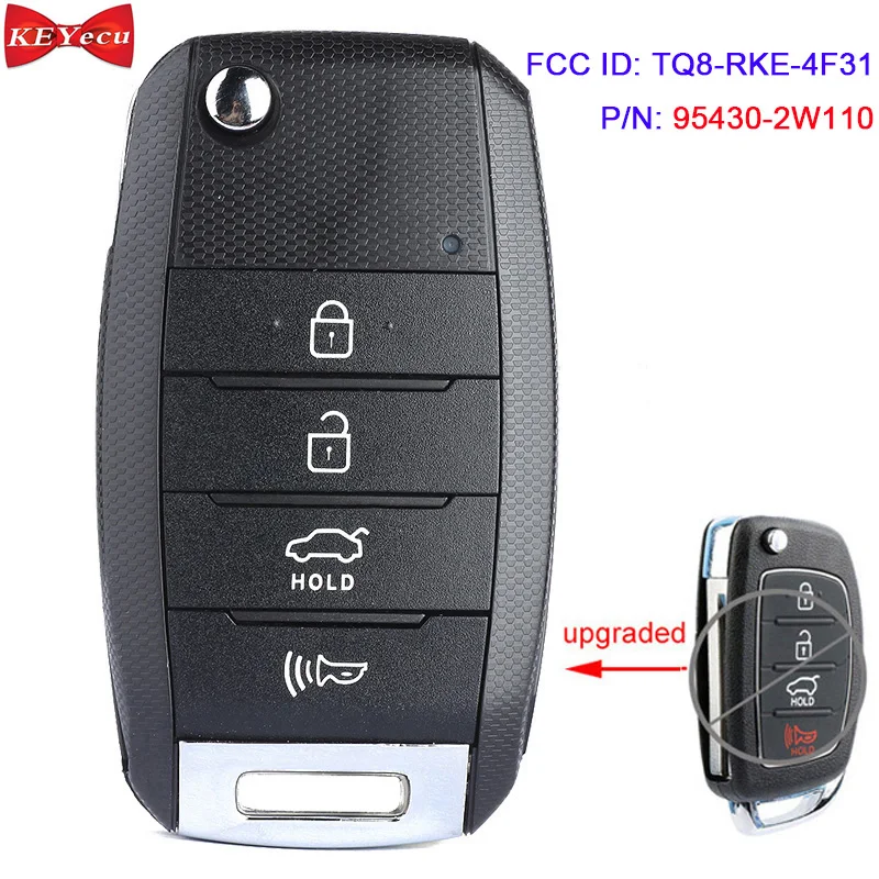 KEYECU для Hyundai Santa Fe 2017 2018 2019 Модернизированный дистанционного брелок TQ8-RKE-4F31 95430-2W110 |