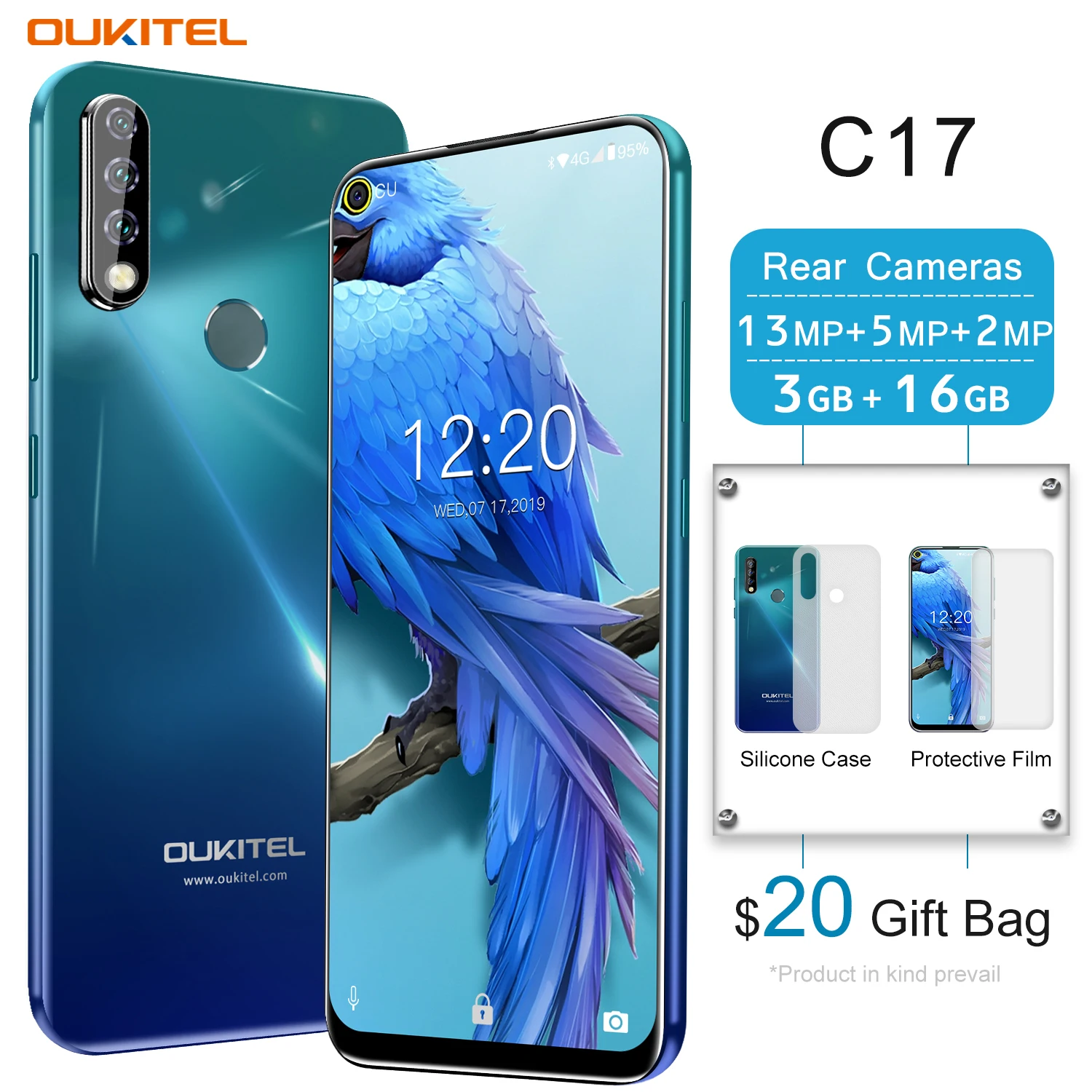 OUKITEL C17 смартфон с 6 35 дюймовым дисплеем восьмиядерным процессором MTK6763 ОЗУ 3 ГБ ПЗУ