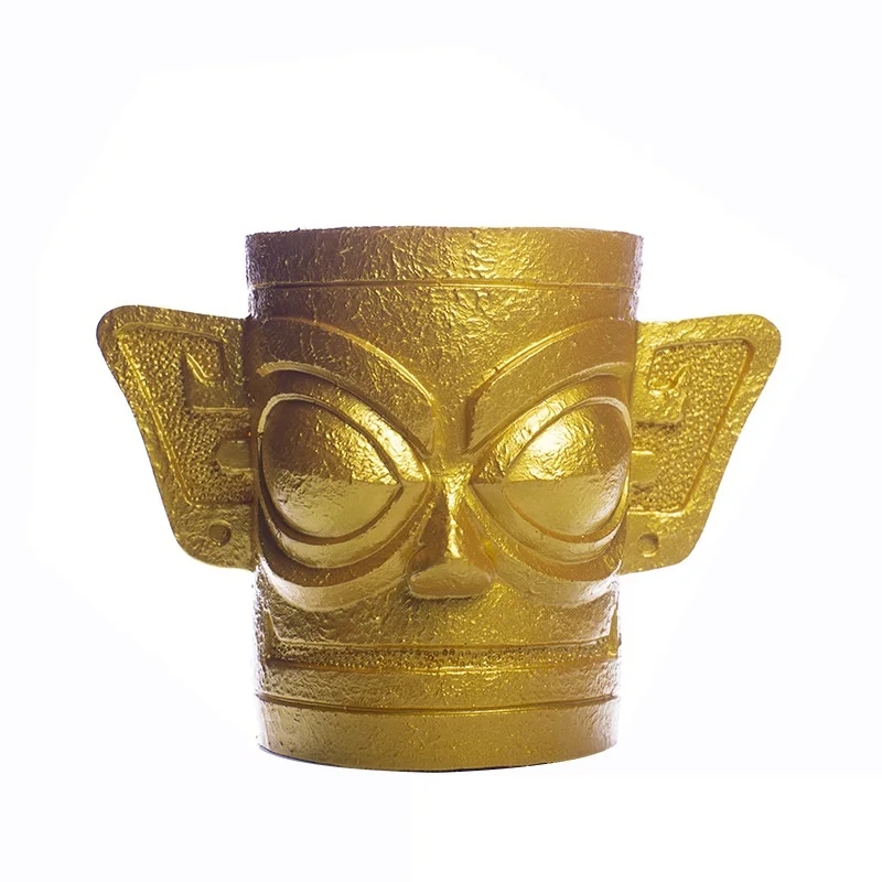 

Sanxingdui Resin Pen Holder Vase Ashtray Decoration Mask Commemorative Key Storage Entrance Bookcase Desk