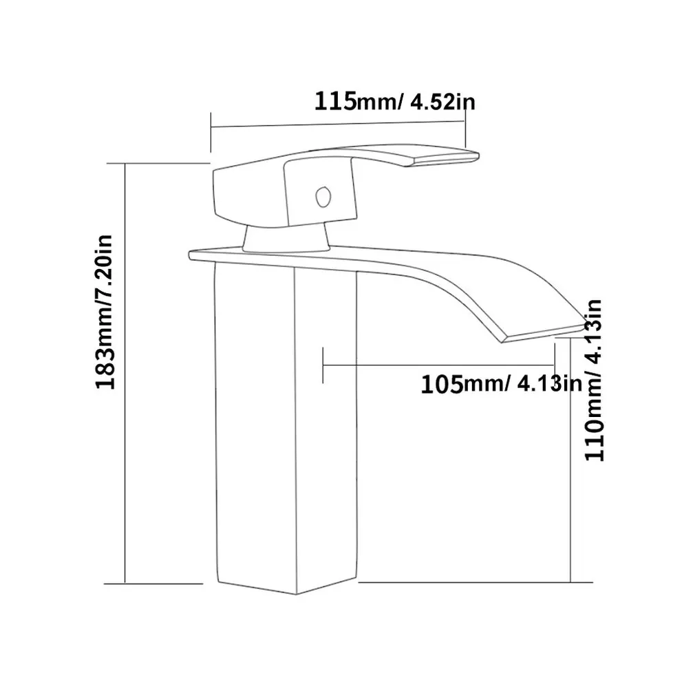 

Made Of Copper Compact Durable Four-sided Basin Faucet Wide Mouth Waterfall Faucet Bathroom Washbasin Hot And Cold Faucet