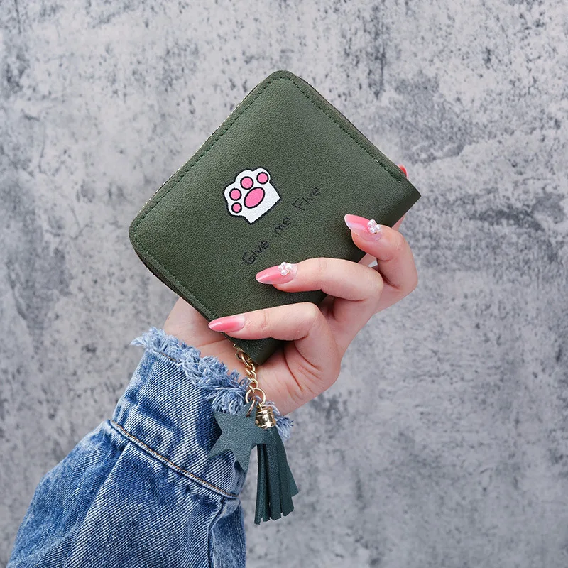 

New Design Cute Wallet for Girls Leather Small Wallet Women's Short Zipper Large Capacity Purse Fashion Simple Student Coin Bag