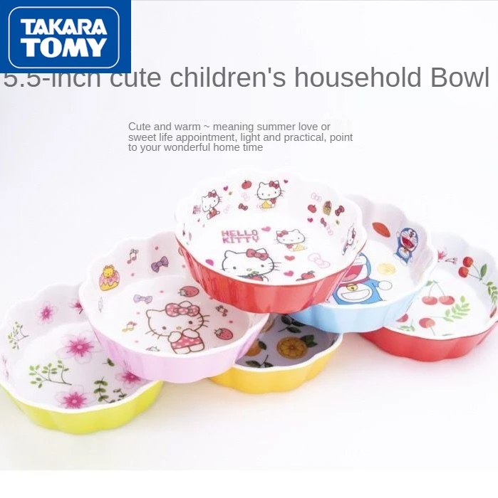 

TAKARA TOMY Hello Kitty Creative Cartoon Petal Bowl Cute Melamine Household Children's Tableware