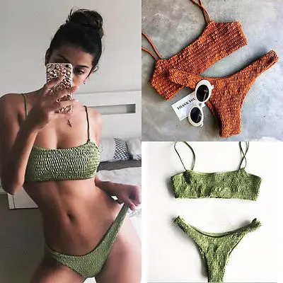 

Women Bikinis Set Pleated Swimwear, Separated Two Pieces Suit, Female Swimsuit, Sexy Bikini Set, Summer Bather New Fashion 2021