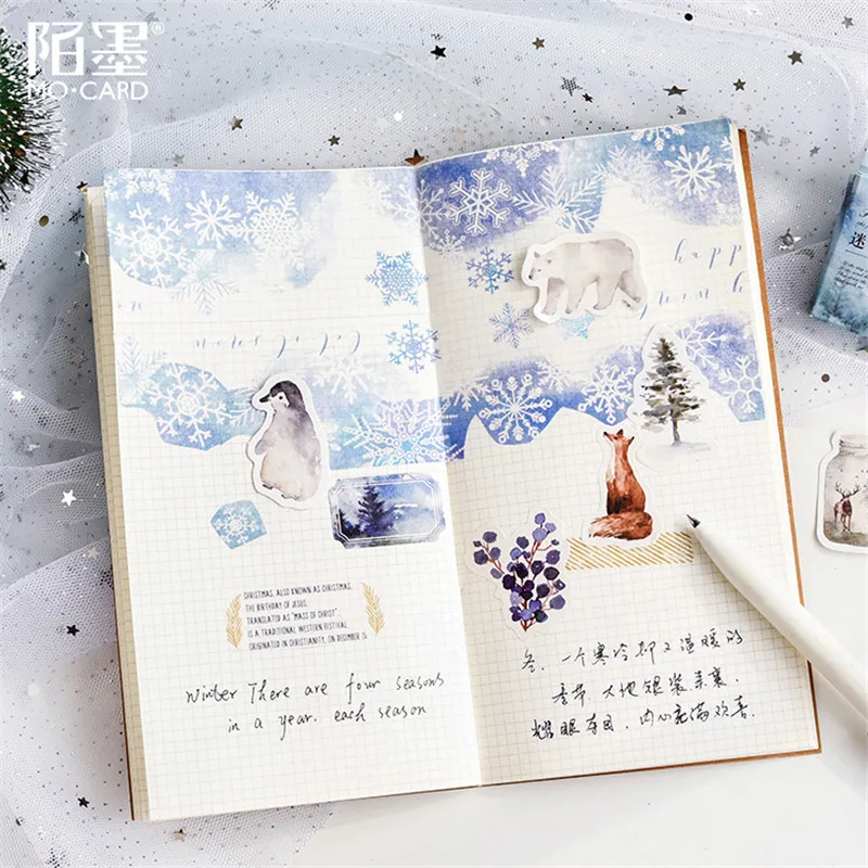 40 наклеек с Зимним Пейзажем наклейки-этикетки тотемным рисунком милые наклейки