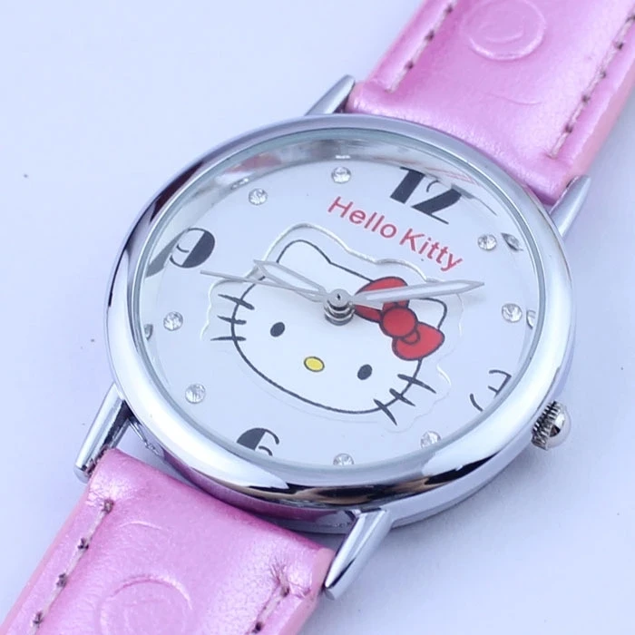 Модные новые детские кварцевые часы с розовым ремешком Hello Kitty KT Cat|Детские часы| |